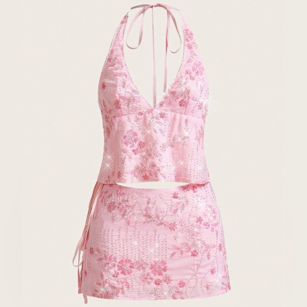 Elegant Pink Floral Women's Set
